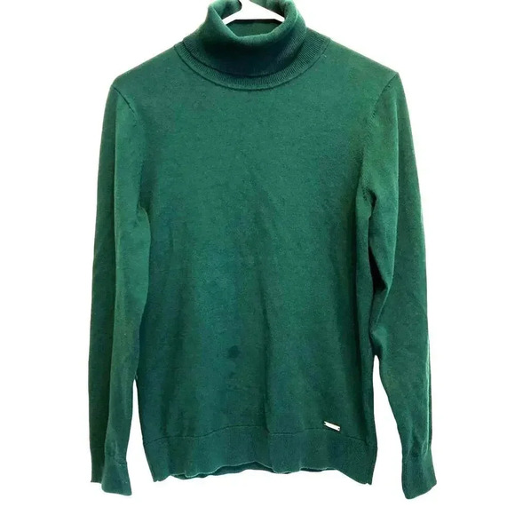 Tommy Hilfiger Turtle Neck women Pull over sweater size S Stretch Green - Picture 1 of 7